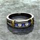3 - Kevin 3.00 mm Round Iolite and Diamond 5 Stone Men Wedding Ring 