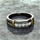 2 - Kevin 3.00 mm Round Opal and Diamond 5 Stone Men Wedding Ring 