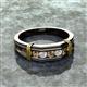 2 - Kevin 3.00 mm Round Smoky Quartz and Diamond 5 Stone Men Wedding Ring 