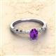 2 - Amaira 7x5 mm Oval Cut Amethyst and Round Diamond Engagement Ring  