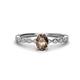 1 - Amaira 7x5 mm Oval Cut Smoky Quartz and Round Diamond Engagement Ring  