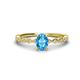 1 - Amaira 7x5 mm Oval Cut Blue Topaz and Round Diamond Engagement Ring  