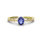 1 - Amaira 7x5 mm Oval Cut Iolite and Round Diamond Engagement Ring  