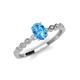3 - Amaira 7x5 mm Oval Cut Blue Topaz and Round Diamond Engagement Ring  