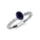 3 - Amaira 7x5 mm Oval Cut Blue Sapphire and Round Diamond Engagement Ring  
