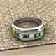 3 - Brad Round Green Garnet and Diamond 7 Stone Men Wedding Ring 