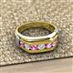 3 - Brad Round Pink Sapphire and Diamond 7 Stone Men Wedding Ring 