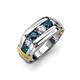 4 - Brad Round Blue and White Diamond 7 Stone Men Wedding Ring 