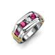 4 - Brad Round Rhodolite Garnet and Diamond 7 Stone Men Wedding Ring 
