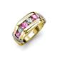 4 - Brad Round Pink Sapphire and Diamond 7 Stone Men Wedding Ring 