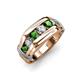 4 - Brad Round Green Garnet and Diamond 7 Stone Men Wedding Ring 