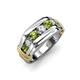 4 - Brad Round Peridot and Diamond 7 Stone Men Wedding Ring 