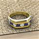 3 - Brad Round Blue Sapphire and Lab Grown Diamond 7 Stone Men Wedding Ring 