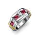 4 - Brad Round Ruby and Lab Grown Diamond 7 Stone Men Wedding Ring 