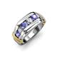 4 - Brad Round Tanzanite and Lab Grown Diamond 7 Stone Men Wedding Ring 