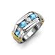 4 - Brad Round Blue Topaz and Lab Grown Diamond 7 Stone Men Wedding Ring 