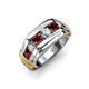4 - Brad Round Red Garnet and Lab Grown Diamond 7 Stone Men Wedding Ring 
