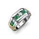 4 - Brad Round Emerald and Lab Grown Diamond 7 Stone Men Wedding Ring 