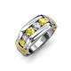4 - Brad Round Yellow Sapphire and Lab Grown Diamond 7 Stone Men Wedding Ring 
