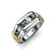4 - Brad Round Created Alexandrite and Lab Grown Diamond 7 Stone Men Wedding Ring 