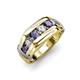 4 - Brad Round Iolite and Lab Grown Diamond 7 Stone Men Wedding Ring 