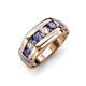 4 - Brad Round Iolite and Lab Grown Diamond 7 Stone Men Wedding Ring 