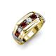 4 - Brad Round Red Garnet and Lab Grown Diamond 7 Stone Men Wedding Ring 