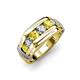 4 - Brad Round Yellow Sapphire and Lab Grown Diamond 7 Stone Men Wedding Ring 