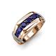 4 - Brad Round Blue Sapphire 7 Stone Men Wedding Ring