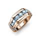 4 - Brad Round Aquamarine 7 Stone Men Wedding Ring