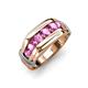 4 - Brad Round Pink Sapphire 7 Stone Men Wedding Ring