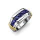 4 - Brad Round Blue Sapphire 7 Stone Men Wedding Ring