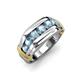 4 - Brad Round Aquamarine 7 Stone Men Wedding Ring