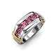 4 - Brad Round Pink Tourmaline 7 Stone Men Wedding Ring