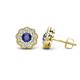 1 - Floret 4.00 mm Round Iolite and Lab Grown Diamond Milgrain Halo Stud Earrings 