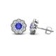 1 - Floret 4.00 mm Round Tanzanite and Lab Grown Diamond Milgrain Halo Stud Earrings 