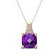 1 - Alayna 10.00 mm Cushion Shape Checkerboard Cut Amethyst and Round Diamond Pendant Necklace 