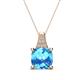 1 - Alayna 10.00 mm Cushion Shape Checkerboard Cut Blue Topaz and Round Diamond Pendant Necklace 