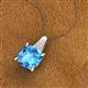 2 - Alayna 10.00 mm Cushion Shape Checkerboard Cut Blue Topaz and Round Diamond Pendant Necklace 