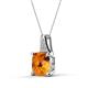 3 - Alayna 10.00 mm Cushion Shape Checkerboard Cut Citrine and Round Diamond Pendant Necklace 