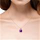 5 - Alayna 10.00 mm Cushion Shape Checkerboard Cut Amethyst and Round Diamond Pendant Necklace 