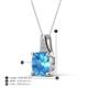 4 - Alayna 10.00 mm Cushion Shape Checkerboard Cut Blue Topaz and Round Diamond Pendant Necklace 