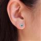 4 - Floret 4.00 mm Round Lab Created Alexandrite and Diamond Milgrain Halo Stud Earrings 