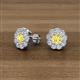 2 - Floret 4.00 mm Round Yellow Sapphire and Diamond Milgrain Halo Stud Earrings 