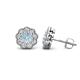 1 - Floret 4.00 mm Round Aquamarine and Diamond Milgrain Halo Stud Earrings 