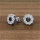2 - Floret 4.00 mm Round Black and White Diamond Milgrain Halo Stud Earrings 