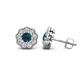 1 - Floret 4.00 mm Round Blue and White Diamond Milgrain Halo Stud Earrings 