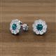 2 - Floret 4.00 mm Round Blue and White Diamond Milgrain Halo Stud Earrings 