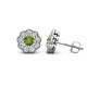 1 - Floret 4.00 mm Round Peridot and Diamond Milgrain Halo Stud Earrings 
