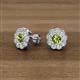 2 - Floret 4.00 mm Round Peridot and Diamond Milgrain Halo Stud Earrings 